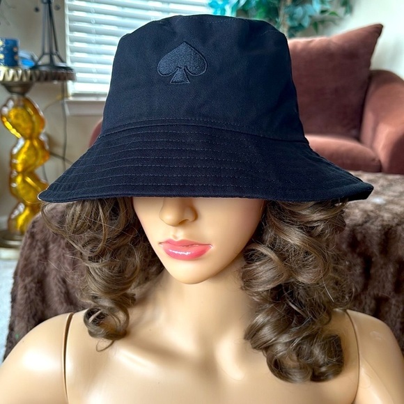 Brand New Kate Spade Black Logo Bucket Hat Pink Lining Classic Preppy main image 14